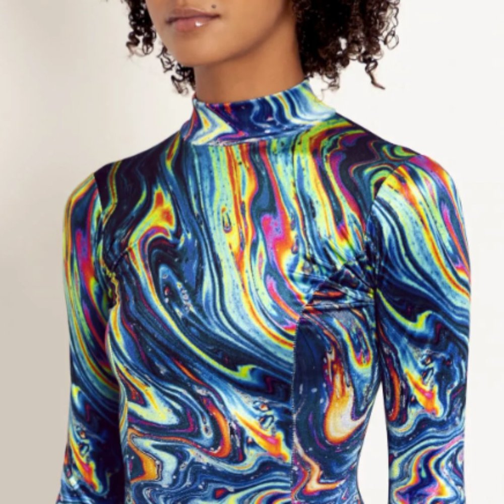 BlackMilk I Bleed Gasoline Velvet Long Sleeve Mini Dress NWT